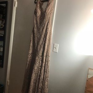 Nude prom long dress